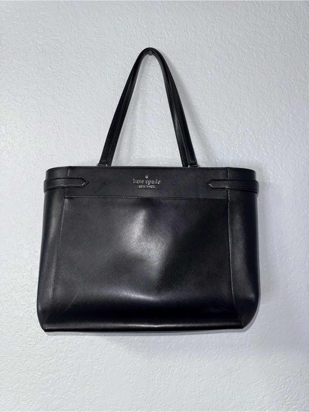 kate spade Black Leather Shopper Tote